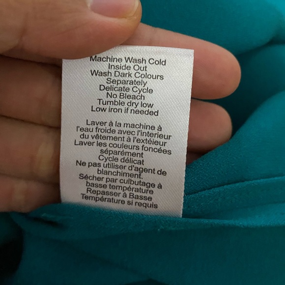 Aritzia Babaton Oversized Crop Blouse Teal V-Neck (Size XXS) - Picture 6 of 6